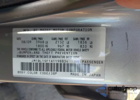 2010 Mazda Mazda3 I Touring from USA, damaged, VIN JM1BL1SF1A1198834